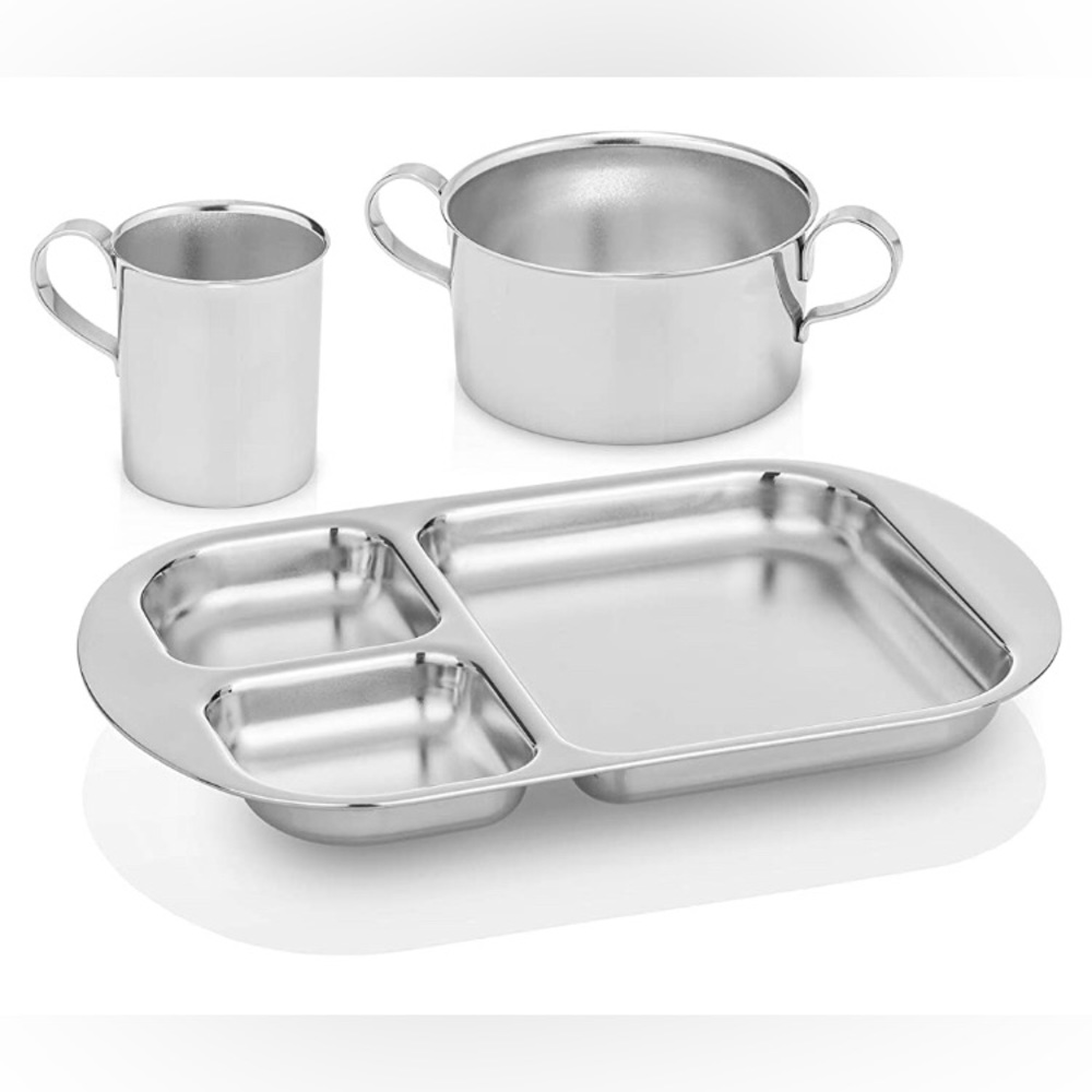 NEW without box! Kiddobloom Children Stainless Steel Dinnerware Set, 3 pieces